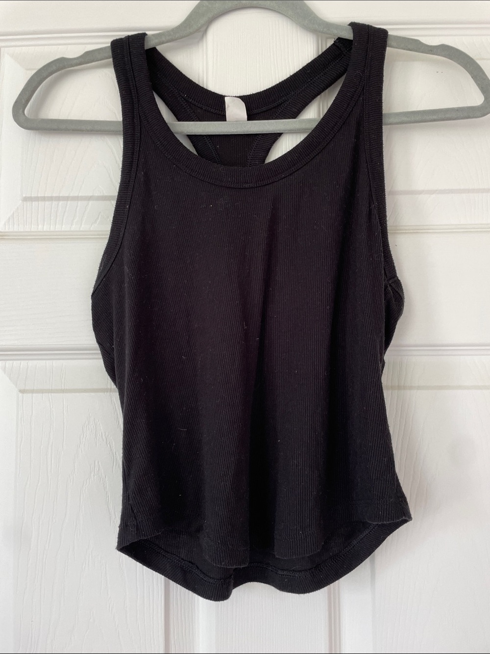 Ribbed Black Racerback Tank Top - S
